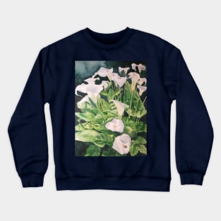 White Calla lilies watercolour painting Crewneck Sweatshirt